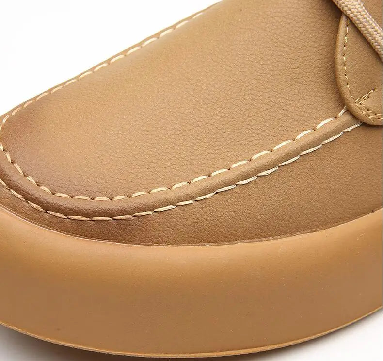 Men's retro handmade leather casual lace-up shoes, non-slip sole, classic stitching, comfortable, slip-on, spring and summer, work