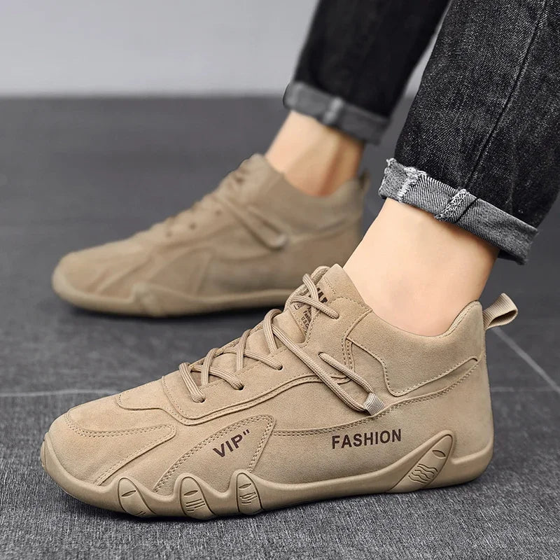 Botines para hombre, primavera 2024, zapatillas informales para hombre, antideslizantes, color caqui, zapatos de trabajo para hombre, botas cortas, mocasines con cordones, zapatillas para hombre
