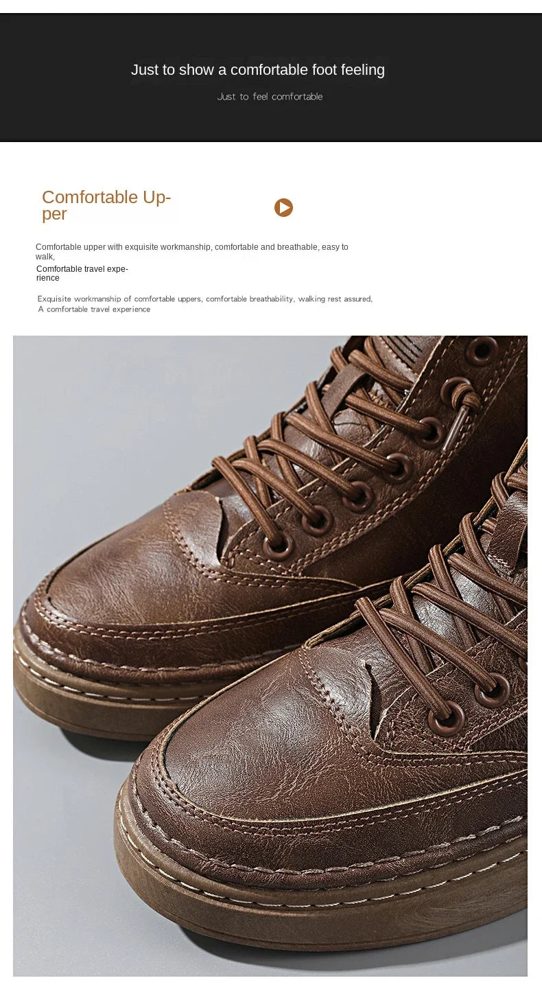 Botas masculinas de inverno, sapatos de couro de cano alto da moda, sapatos de algodão, botas de cano curto da moda, sapatos casuais para negócios e atividades ao ar livre, tênis masculinos novos