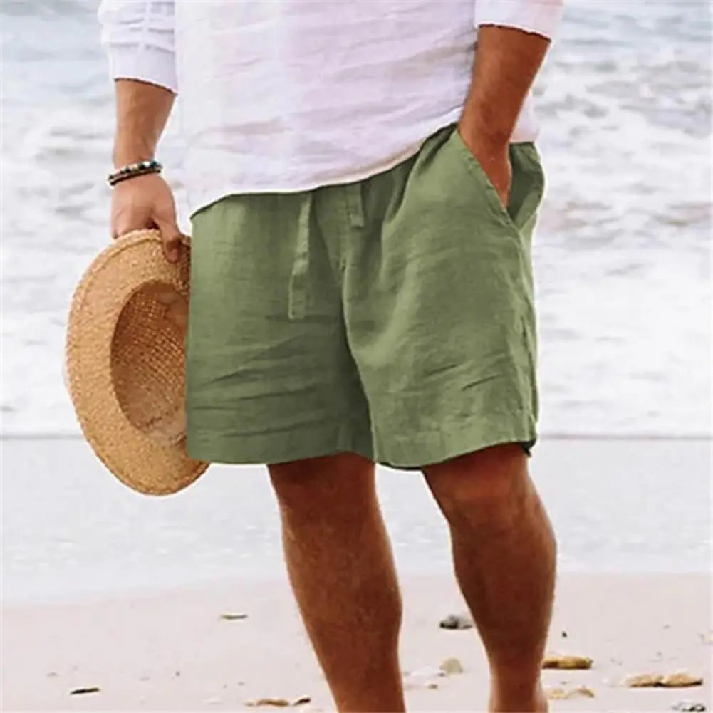 2024 New Men's Cotton Linen Shorts Summer Breathable Solid Color Fitness Short Pants Streetwear M-4xl