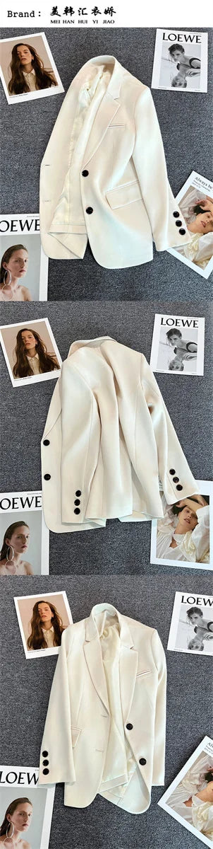 Jaqueta feminina nova na moda coreana, terno pequeno, blusa marrom, casaco, roupas soltas, retas, temperamento fino, blazer para mulheres chique