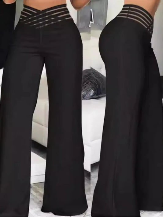 Spring/Autumn Women's Elegant High Waist Wide Leg Pants Fashion Loose Long Casual Office Lady Solid Trousers Women Clothing New Trousers