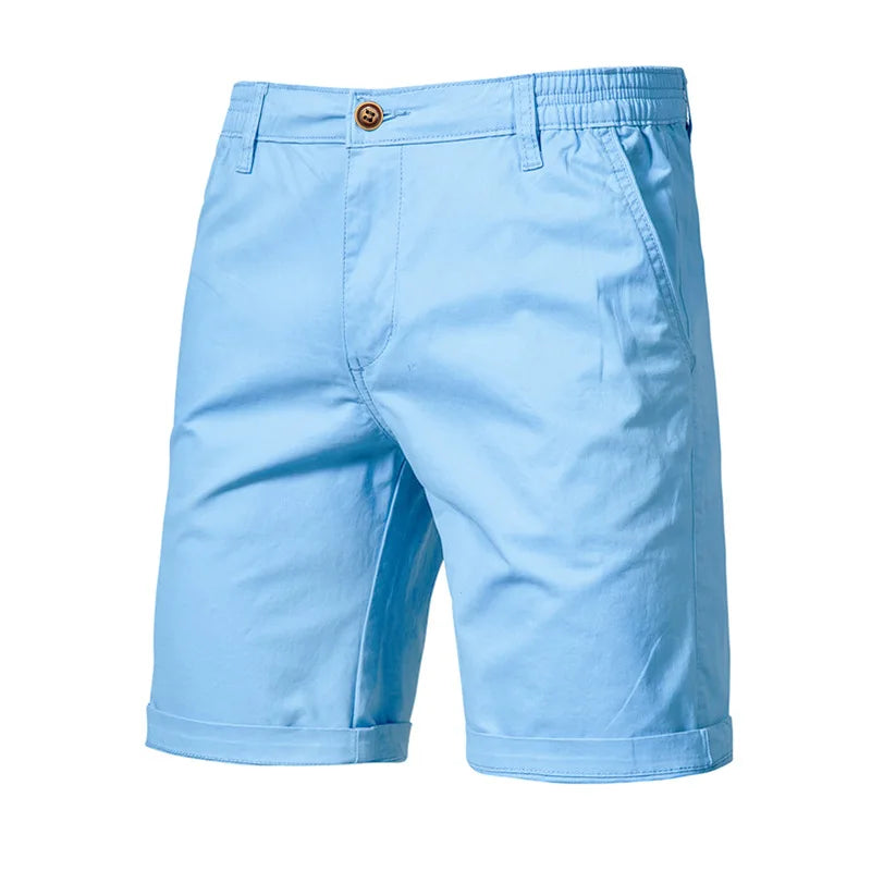 2023 Summer Men's Shorts Cotton Mid-Rise Casual Business Printed Beach Stretch Chino Shorts Classic Fit Short Homme