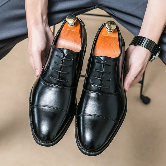 New Luxury Brand Men Leather Dress Shoes Comfortable Pointed Toe Men's Formal Shoes Black Casual Wedding Shoes