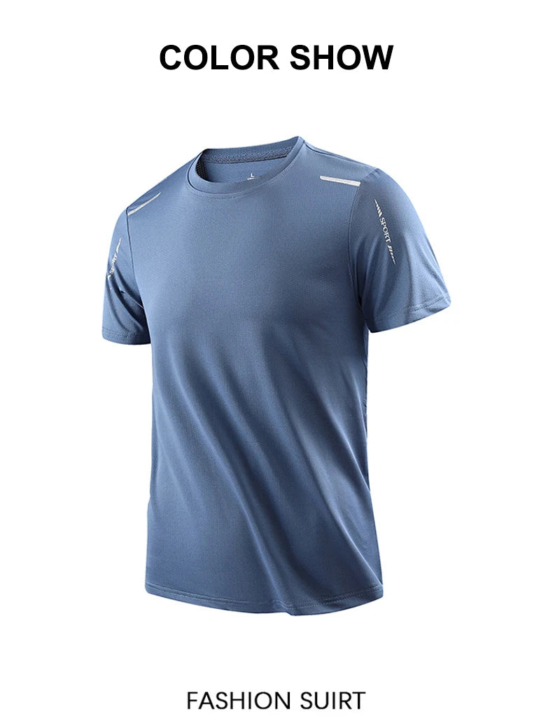 CHRLCK Camisetas de secado rápido para hombre, transpirables, para senderismo, pesca, suaves y elásticas, para deportes al aire libre, cortas, de verano