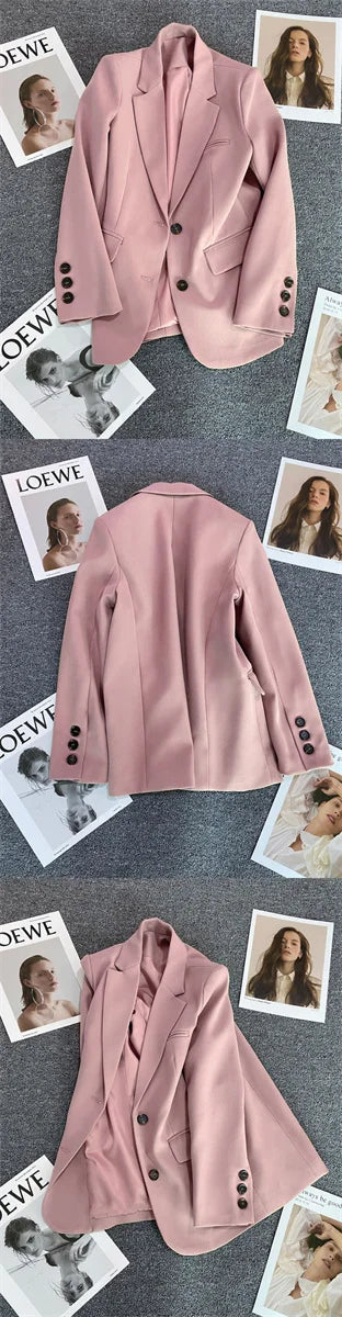 Jaqueta feminina nova na moda coreana, terno pequeno, blusa marrom, casaco, roupas soltas, retas, temperamento fino, blazer para mulheres chique