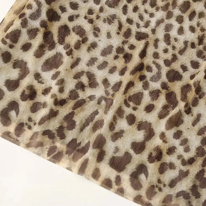 TRAF Saias Longas de Leopardo Femininas 2024 Primavera Verão Outono Elegante Festa Estampada Saias Femininas Moda Casual Escritório Saias Midi