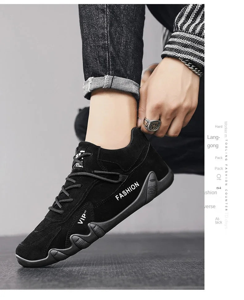 Botines para hombre, primavera 2024, zapatillas informales para hombre, antideslizantes, color caqui, zapatos de trabajo para hombre, botas cortas, mocasines con cordones, zapatillas para hombre