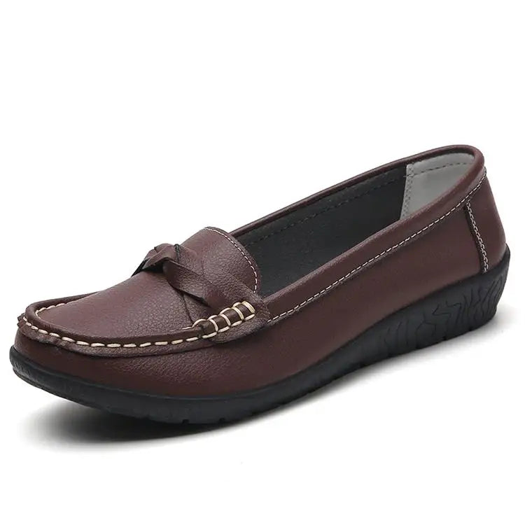 Zapatos planos de moda para mujer, mocasines transpirables para mujer, mocasines de piel auténtica para caminar, calzado para mujer