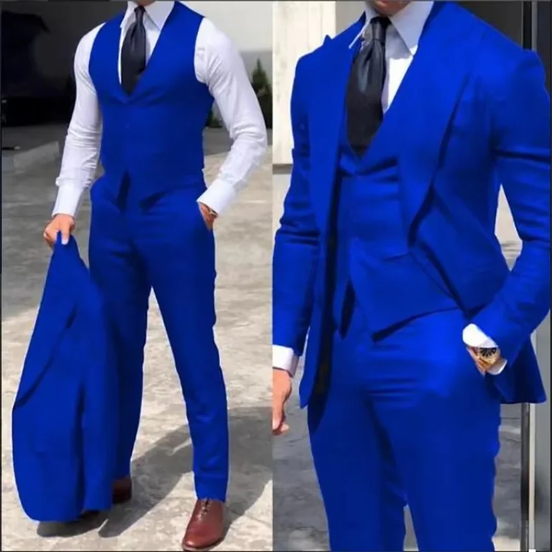 Traje de boda elegante, esmoquin de novio entallado, 3 piezas, económico, formal (chaqueta, chaleco y pantalones)