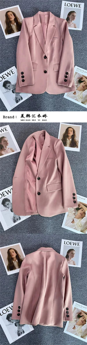 Jaqueta feminina nova na moda coreana, terno pequeno, blusa marrom, casaco, roupas soltas, retas, temperamento fino, blazer para mulheres chique