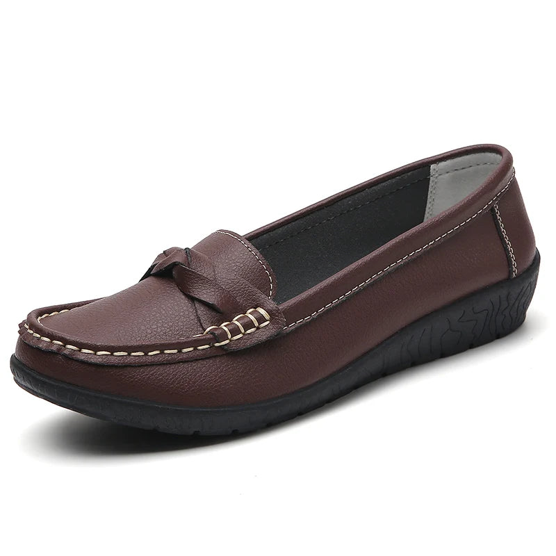 Zapatos planos de moda para mujer, mocasines transpirables para mujer, mocasines de piel auténtica para caminar, calzado para mujer