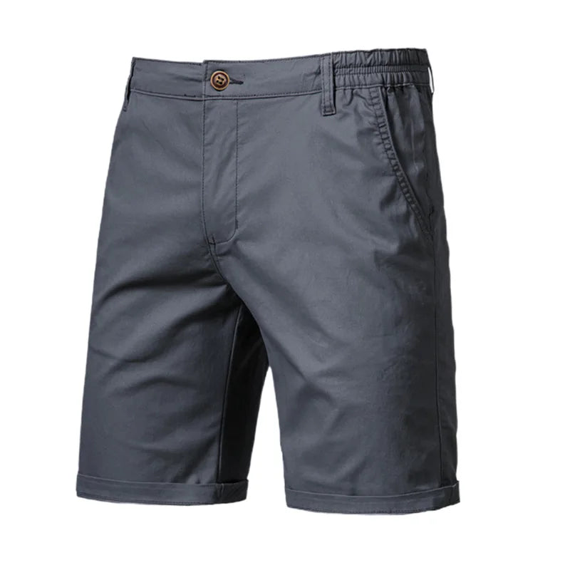 2023 Summer Men's Shorts Cotton Mid-Rise Casual Business Printed Beach Stretch Chino Shorts Classic Fit Short Homme