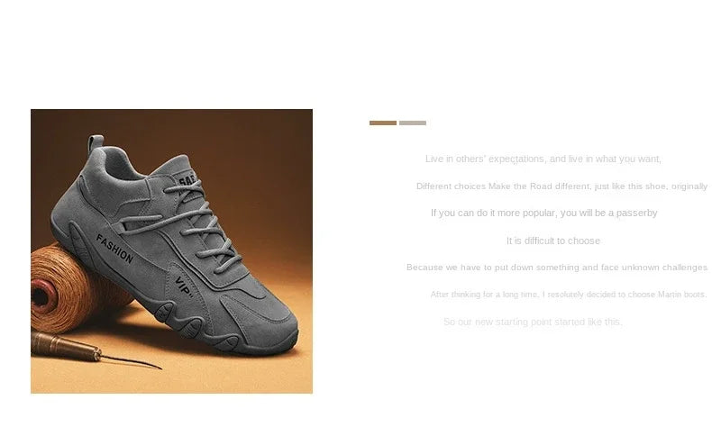 Botines para hombre, primavera 2024, zapatillas informales para hombre, antideslizantes, color caqui, zapatos de trabajo para hombre, botas cortas, mocasines con cordones, zapatillas para hombre