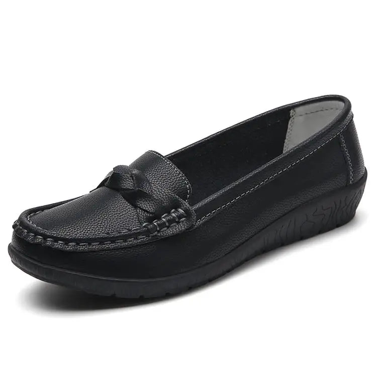 Zapatos planos de moda para mujer, mocasines transpirables para mujer, mocasines de piel auténtica para caminar, calzado para mujer