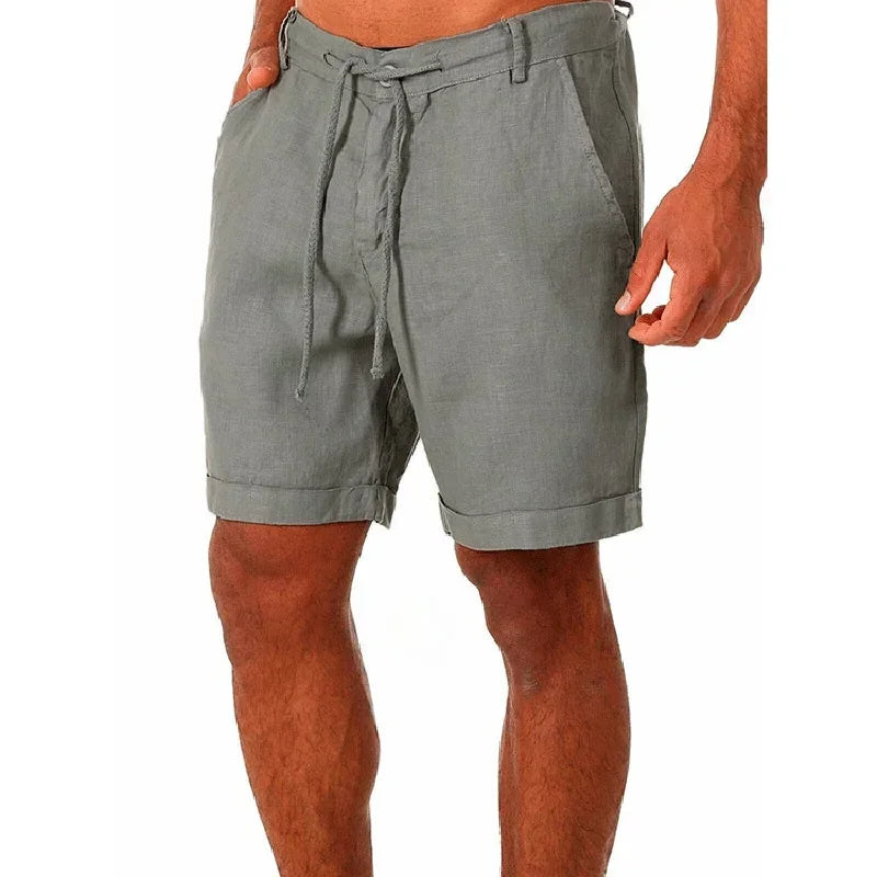 Men's Linen Casual Breathable Joggers Pants Fashion Short Trousers Street Pants Men Clothing
