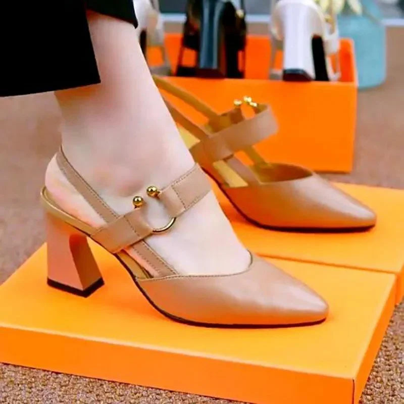 Zapatos clásicos Cresfimix de alta calidad para mujer, con tacón cuadrado rosa, para oficina y fiesta, con tacón flocado negro, A5986