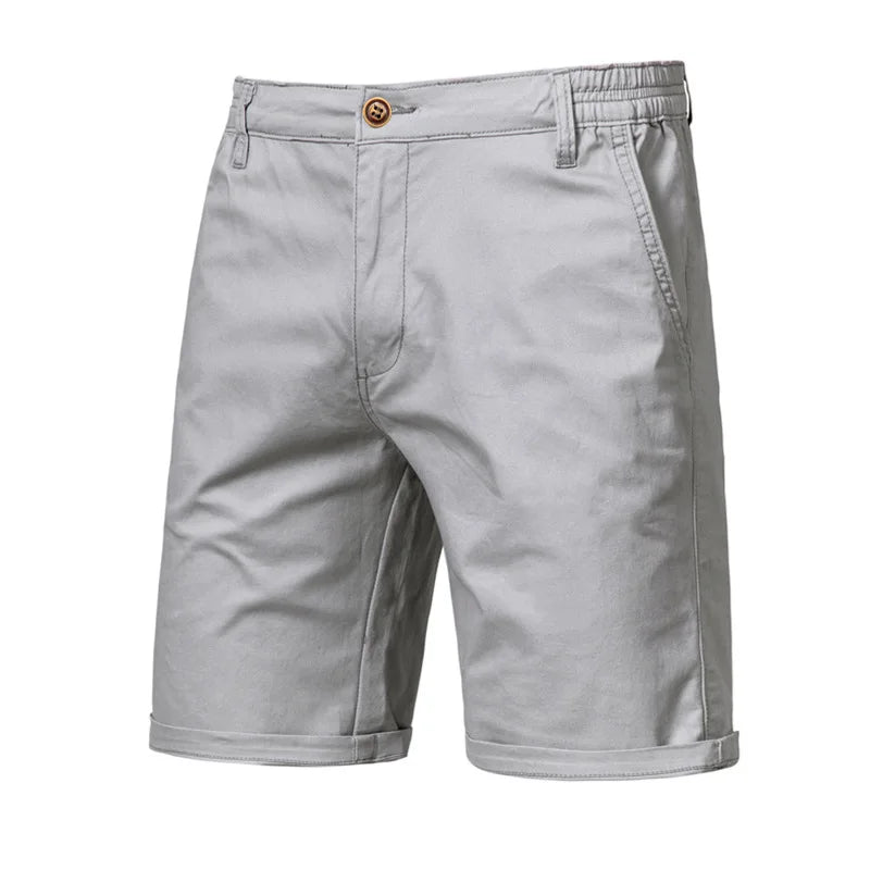 2023 Summer Men's Shorts Cotton Mid-Rise Casual Business Printed Beach Stretch Chino Shorts Classic Fit Short Homme