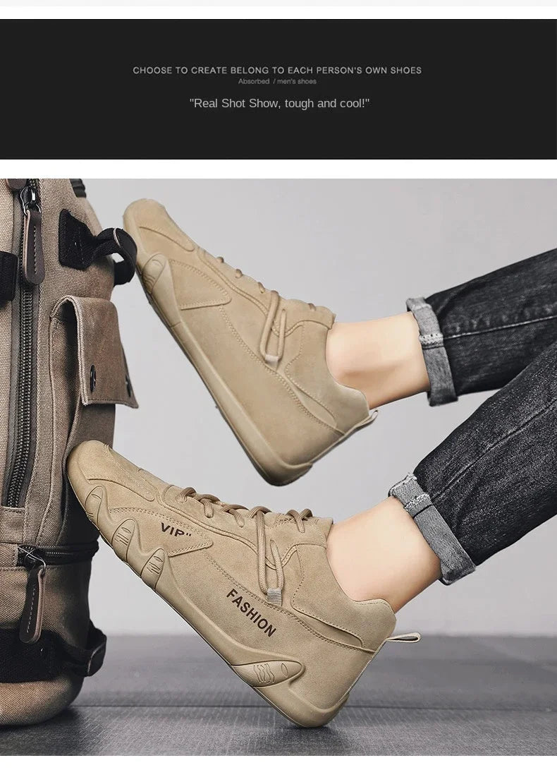 Botines para hombre, primavera 2024, zapatillas informales para hombre, antideslizantes, color caqui, zapatos de trabajo para hombre, botas cortas, mocasines con cordones, zapatillas para hombre