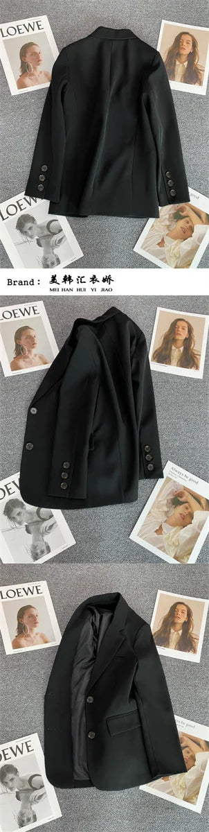 Jaqueta feminina nova na moda coreana, terno pequeno, blusa marrom, casaco, roupas soltas, retas, temperamento fino, blazer para mulheres chique