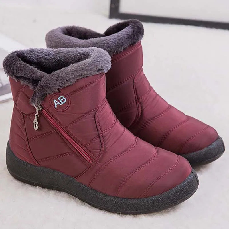 Botas de nieve para mujer, botas cómodas para mujer, zapatos impermeables para mujer, zapatos con cremallera, botas de invierno de piel suave para mujer, botas para mujer