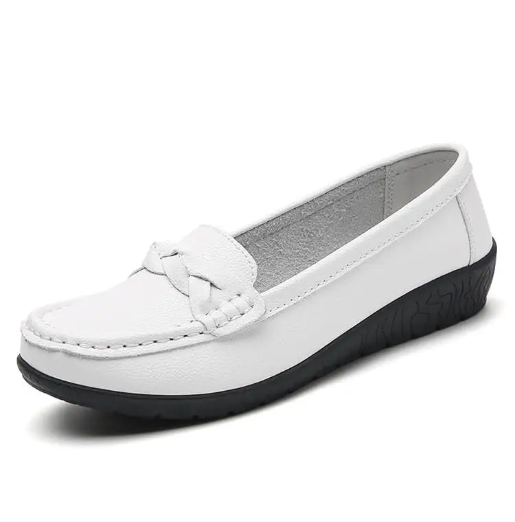 Zapatos planos de moda para mujer, mocasines transpirables para mujer, mocasines de piel auténtica para caminar, calzado para mujer