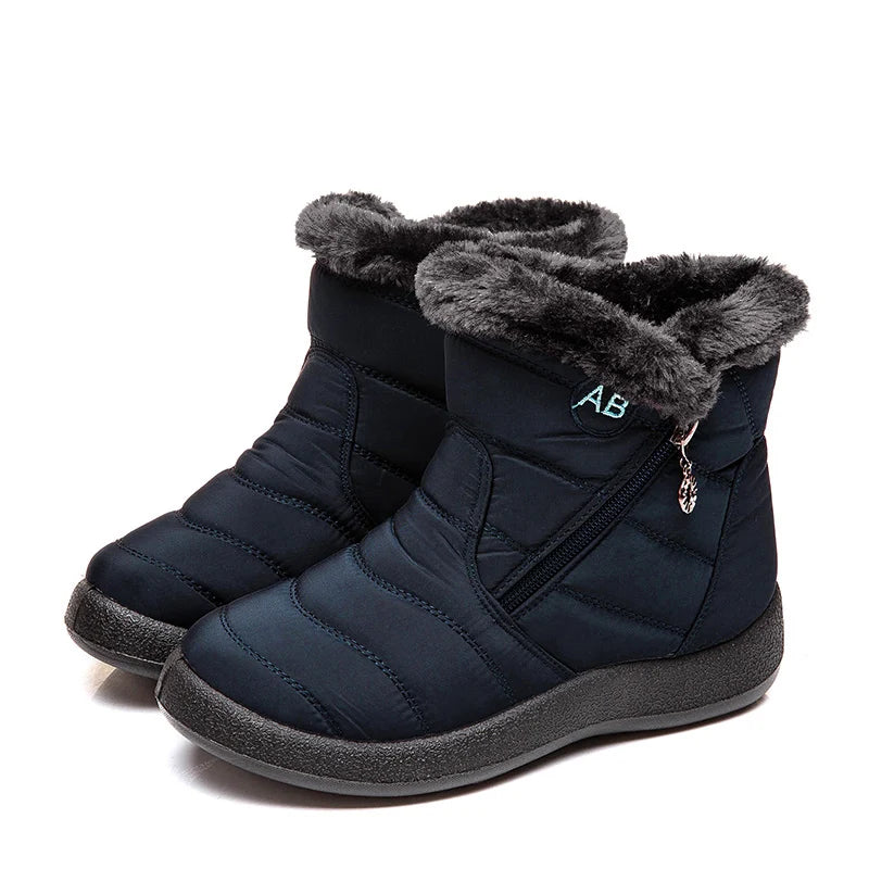 Botas de nieve para mujer, botas cómodas para mujer, zapatos impermeables para mujer, zapatos con cremallera, botas de invierno de piel suave para mujer, botas para mujer