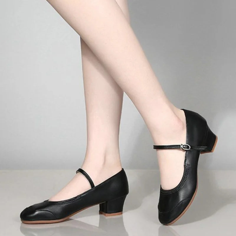 Zapatos de moda para mujer, tallas grandes, punta abierta, alta calidad, primavera, tacón cuadrado, zapatos informales de oficina CA126