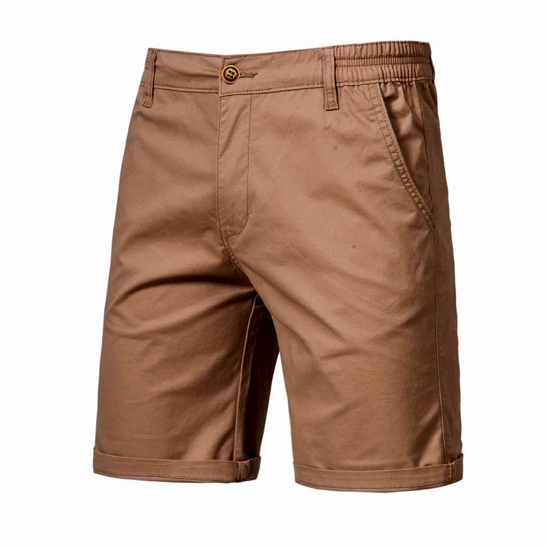 2023 Summer Men's Shorts Cotton Mid-Rise Casual Business Printed Beach Stretch Chino Shorts Classic Fit Short Homme