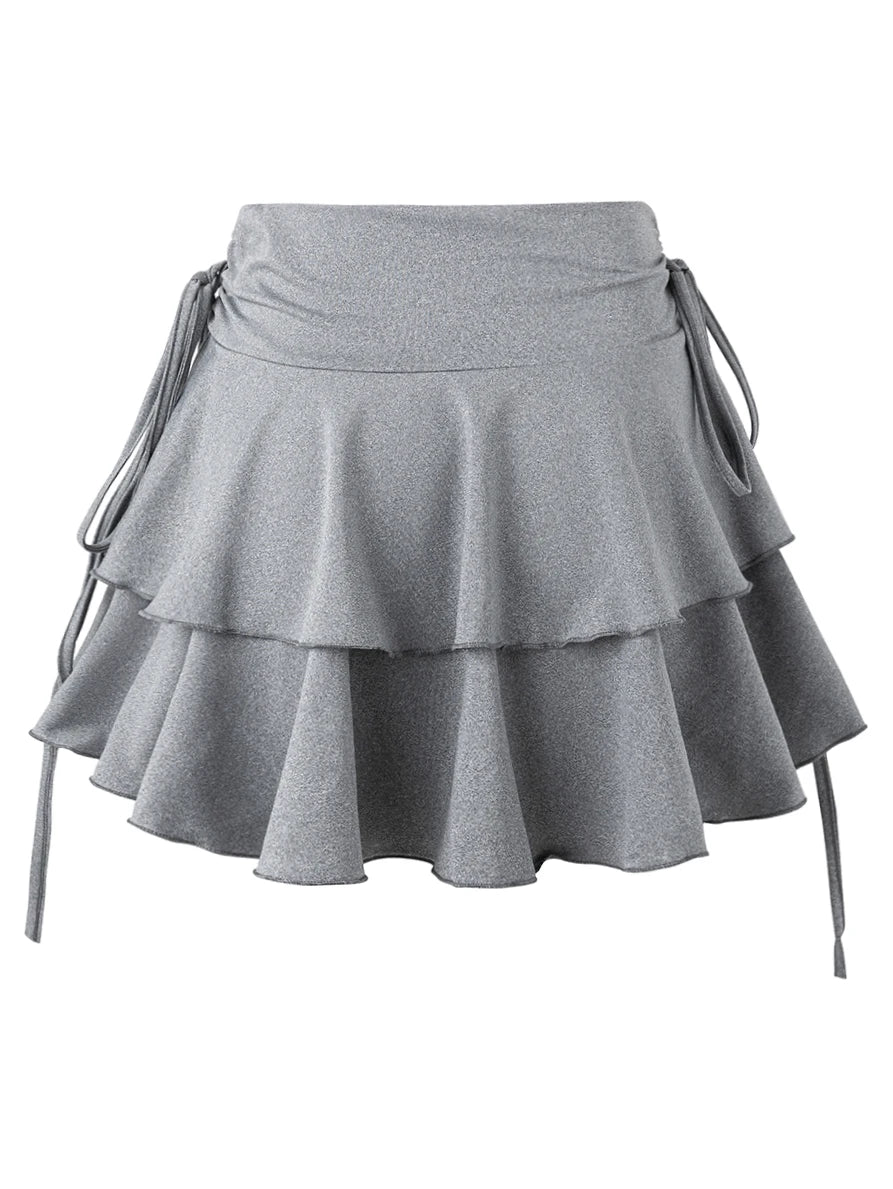 New solid color skirt women's 2025 summer fashion versatile high waist slim fit elastic waist short skirt products in stock