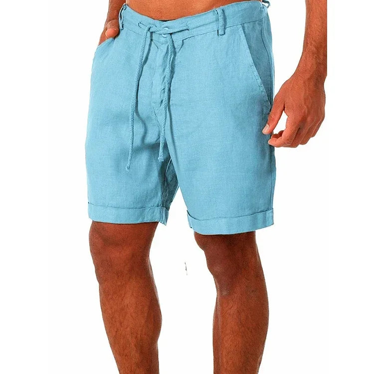 Men's Linen Casual Breathable Joggers Pants Fashion Short Trousers Street Pants Men Clothing