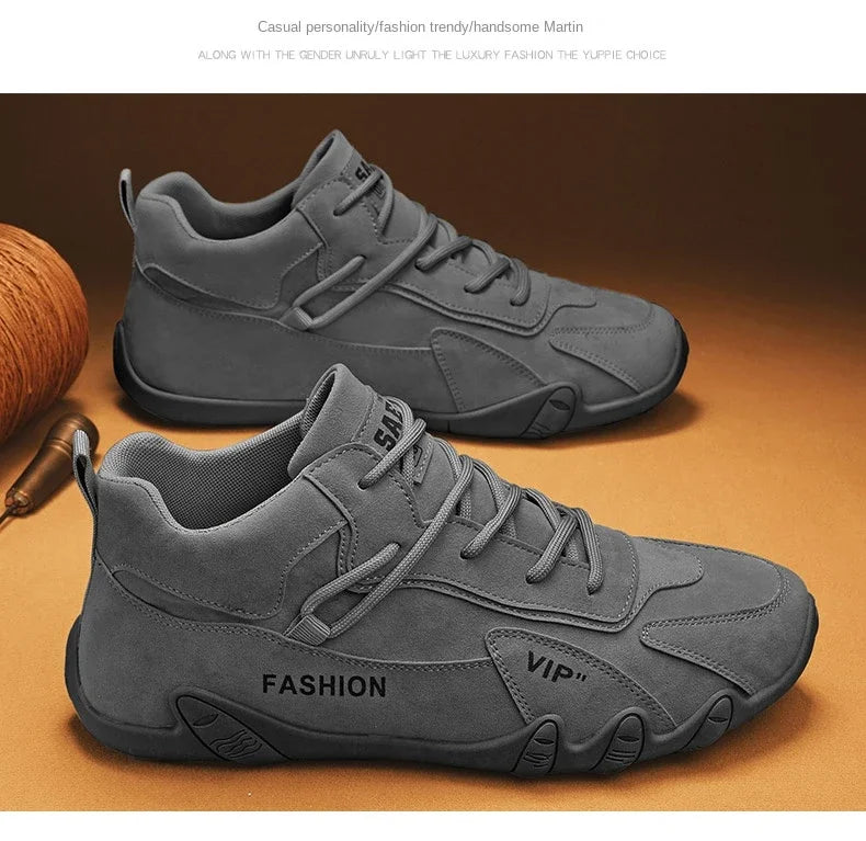 Botines para hombre, primavera 2024, zapatillas informales para hombre, antideslizantes, color caqui, zapatos de trabajo para hombre, botas cortas, mocasines con cordones, zapatillas para hombre