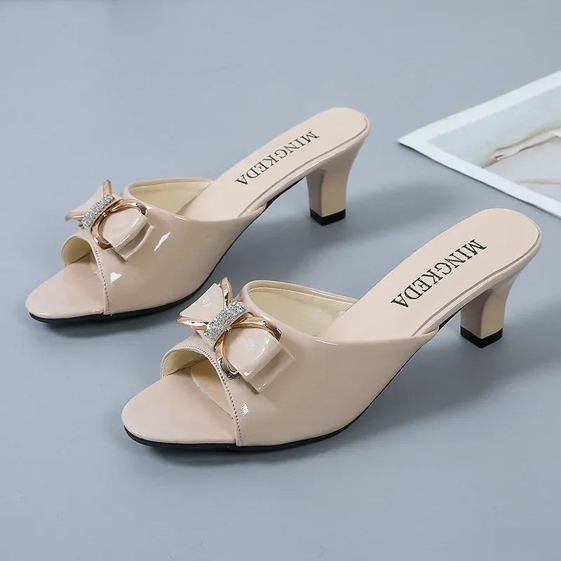 Zapatos de moda para mujer, tallas grandes, punta abierta, alta calidad, primavera, tacón cuadrado, zapatos informales de oficina CA126