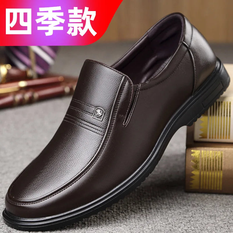 Zapatos formales de cuero de marca de lujo para hombre, mocasines transpirables sin cordones, color negro, talla grande 38-46