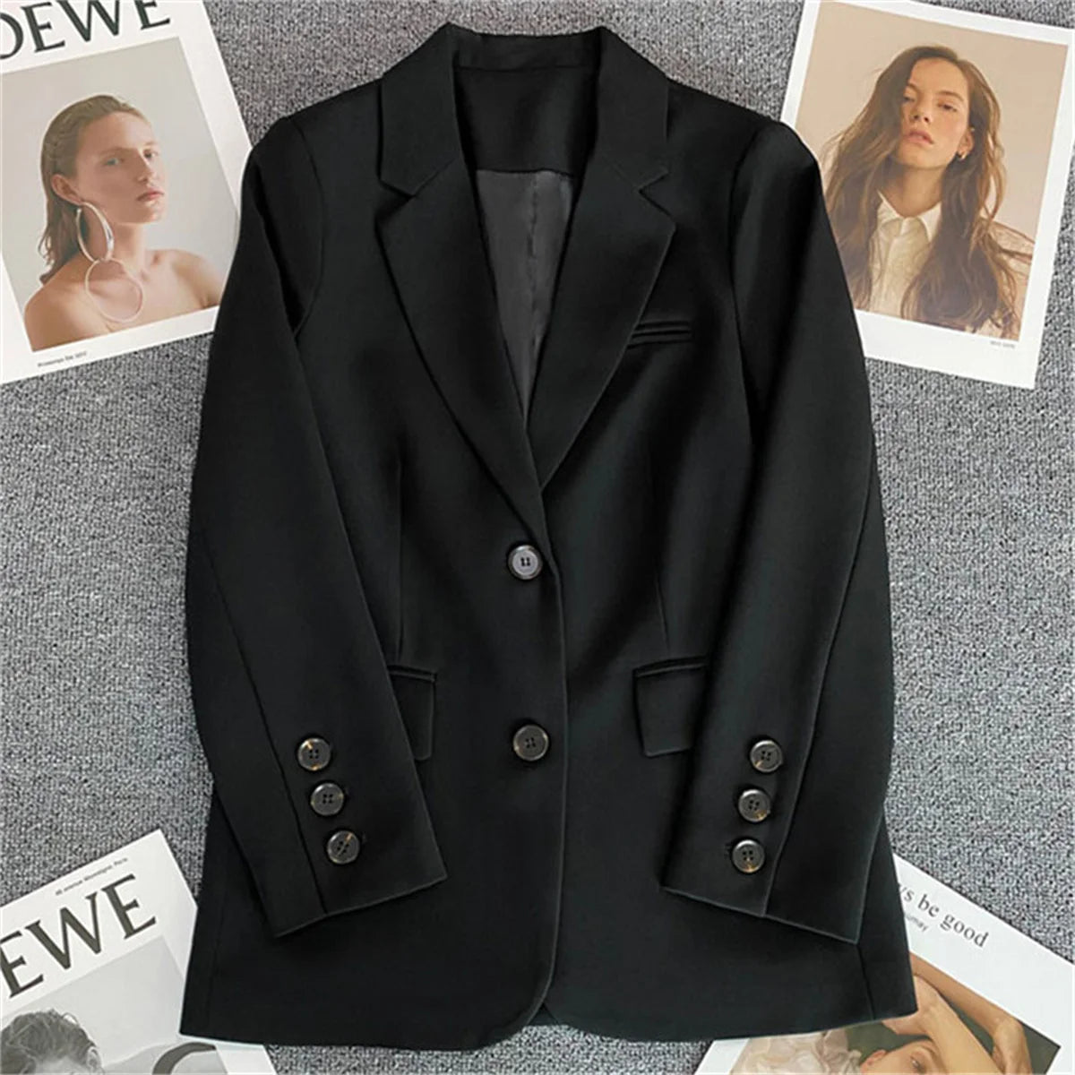 Jaqueta feminina nova na moda coreana, terno pequeno, blusa marrom, casaco, roupas soltas, retas, temperamento fino, blazer para mulheres chique