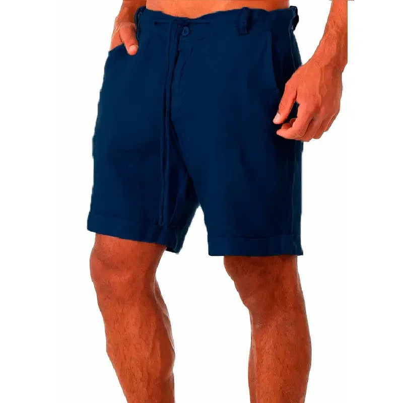 Men's Linen Casual Breathable Joggers Pants Fashion Short Trousers Street Pants Men Clothing