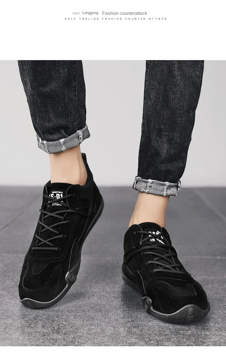 Botines para hombre, primavera 2024, zapatillas informales para hombre, antideslizantes, color caqui, zapatos de trabajo para hombre, botas cortas, mocasines con cordones, zapatillas para hombre