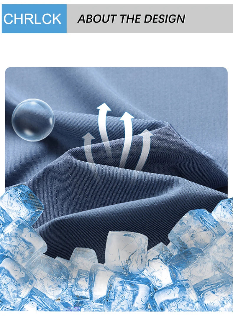 CHRLCK Camisetas de secado rápido para hombre, transpirables, para senderismo, pesca, suaves y elásticas, para deportes al aire libre, cortas, de verano