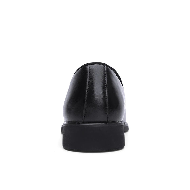 Zapatos formales de cuero sin cordones para hombre, mocasines casuales, zapatos de boda negros, elegantes zapatos Oxford de punta puntiaguda para oficina
