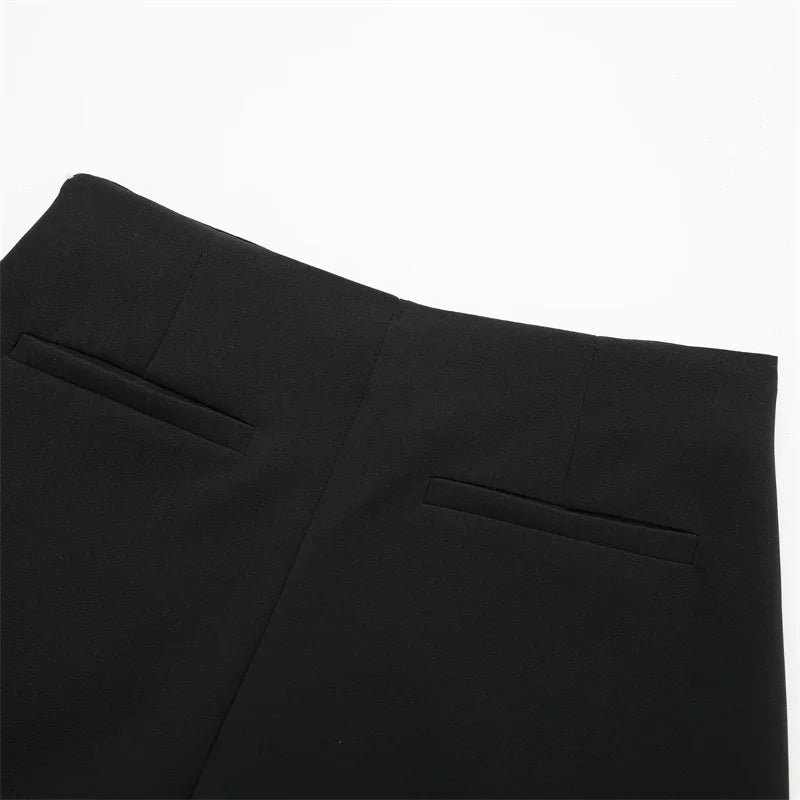 TRAF 2024 Falda pantalón asimétrica para mujer, minifalda negra de cintura alta, pantalones cortos informales tipo bermudas para mujer, faldas cortas de verano para mujer