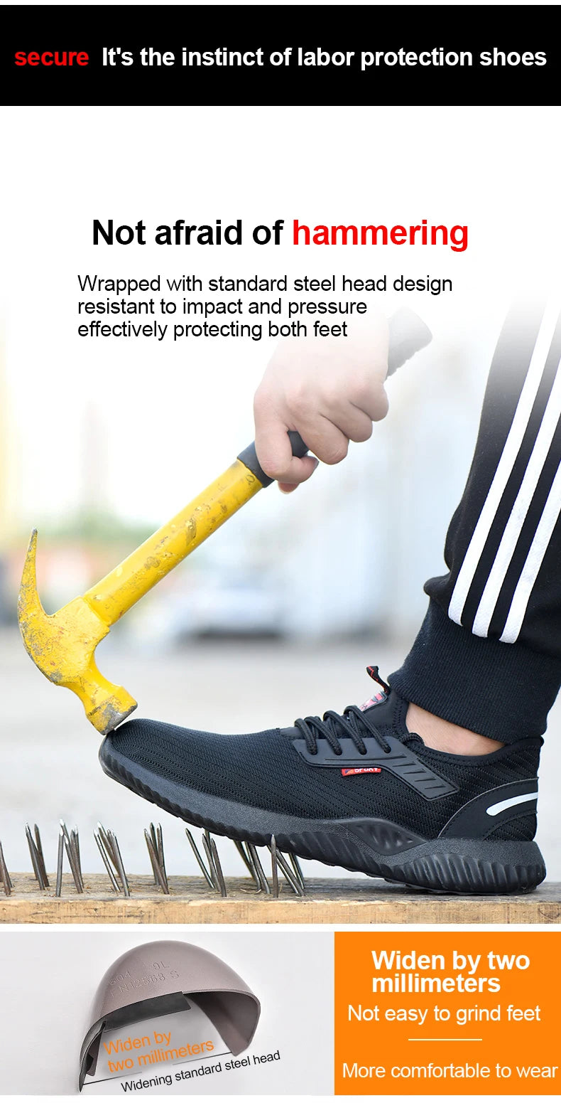Zapatillas de trabajo, zapatos con punta de acero, zapatos de seguridad para hombres, zapatos de trabajo a prueba de pinchazos, botas, calzado indestructible de moda, seguridad