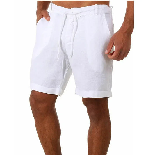 Men's Linen Casual Breathable Joggers Pants Fashion Short Trousers Street Pants Men Clothing