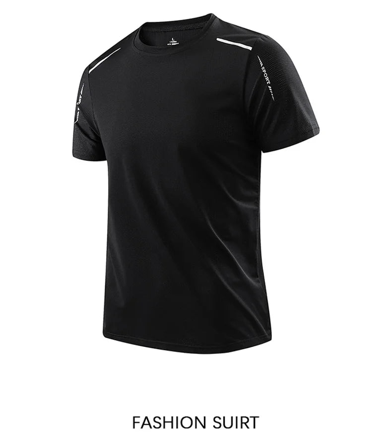CHRLCK Camisetas de secado rápido para hombre, transpirables, para senderismo, pesca, suaves y elásticas, para deportes al aire libre, cortas, de verano
