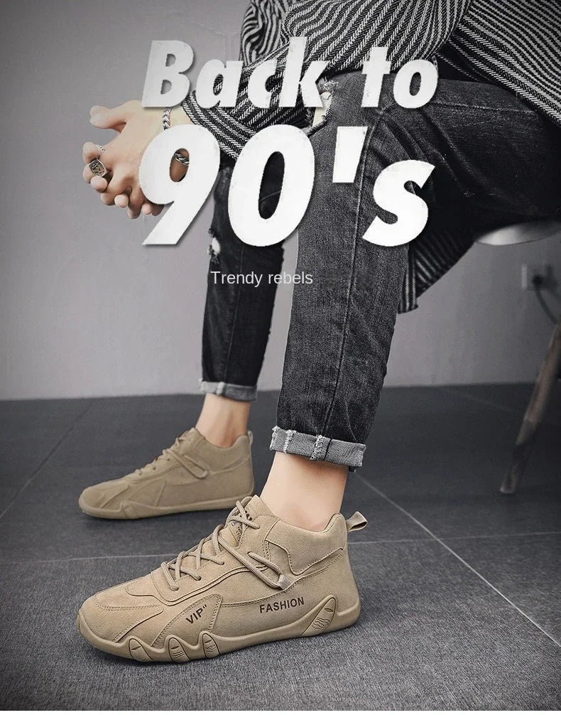 Botines para hombre, primavera 2024, zapatillas informales para hombre, antideslizantes, color caqui, zapatos de trabajo para hombre, botas cortas, mocasines con cordones, zapatillas para hombre