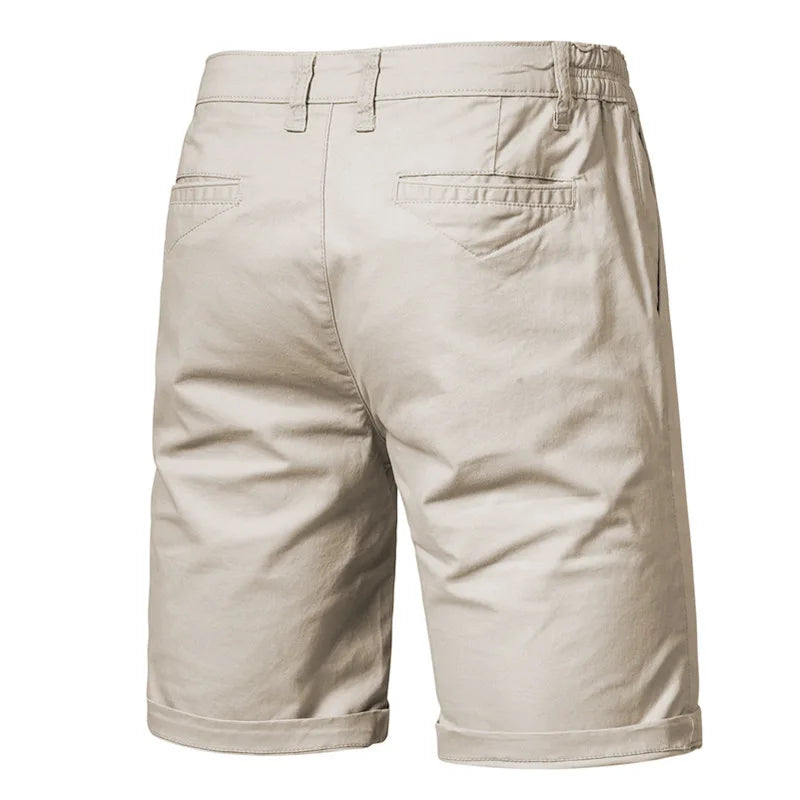 2023 Summer Men's Shorts Cotton Mid-Rise Casual Business Printed Beach Stretch Chino Shorts Classic Fit Short Homme