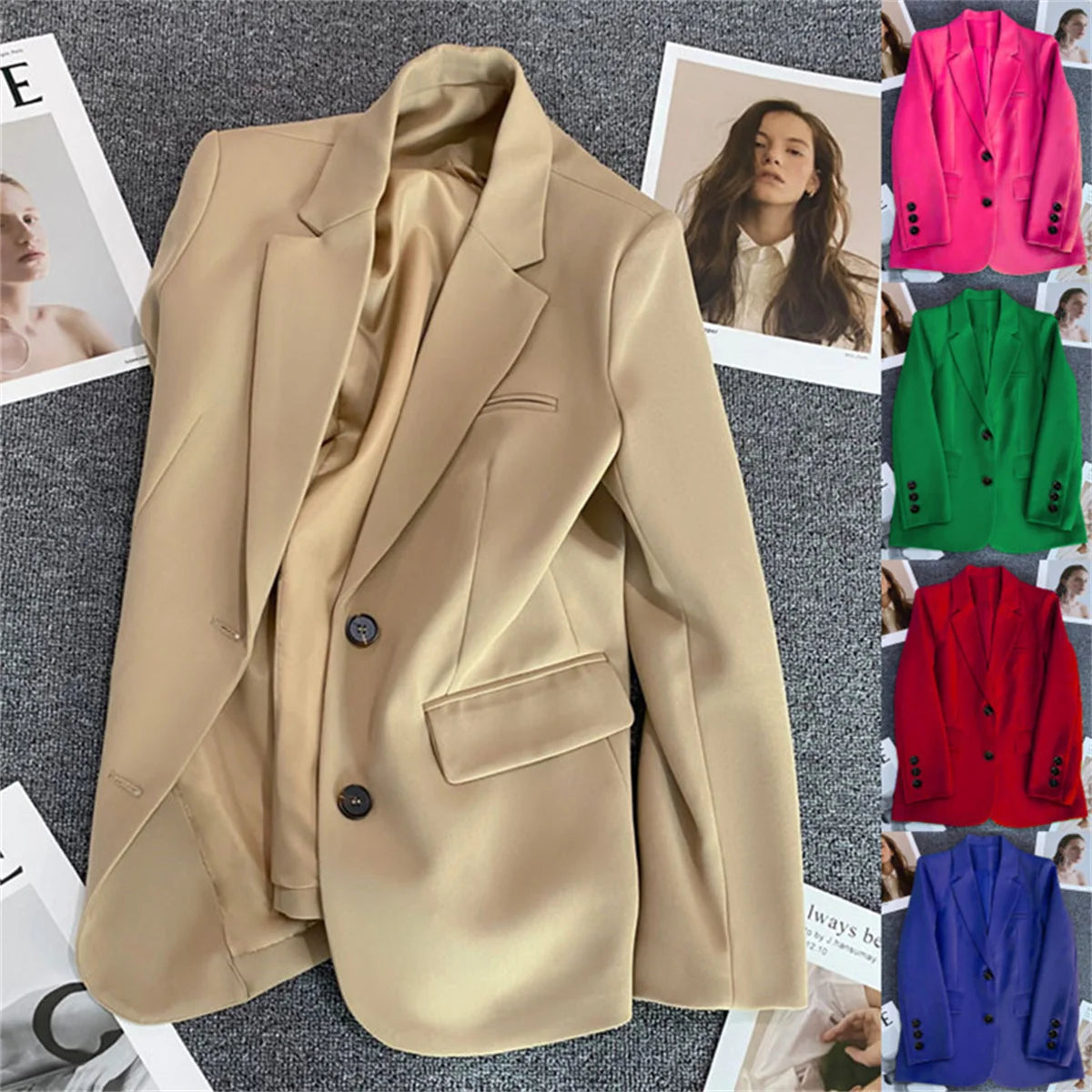 Jaqueta feminina nova na moda coreana, terno pequeno, blusa marrom, casaco, roupas soltas, retas, temperamento fino, blazer para mulheres chique