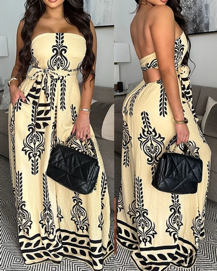 Macacão feminino sexy 2023, gola virada para baixo, sem mangas, skinny, alargado, peça única, roupa da moda, macacão