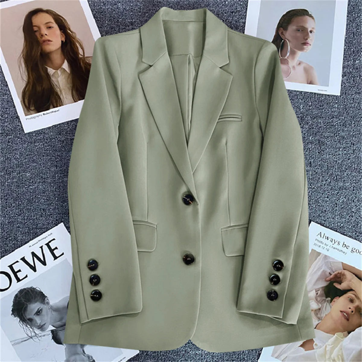 Jaqueta feminina nova na moda coreana, terno pequeno, blusa marrom, casaco, roupas soltas, retas, temperamento fino, blazer para mulheres chique