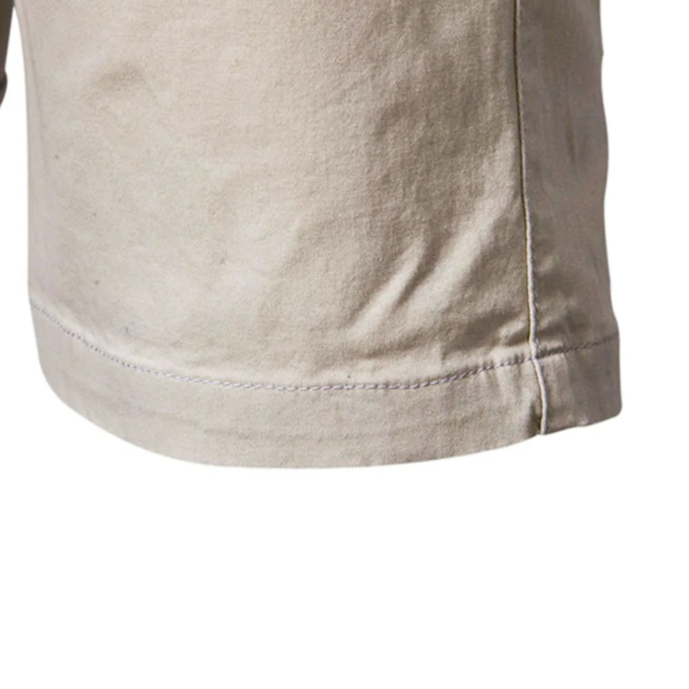 2023 Summer Men's Shorts Cotton Mid-Rise Casual Business Printed Beach Stretch Chino Shorts Classic Fit Short Homme