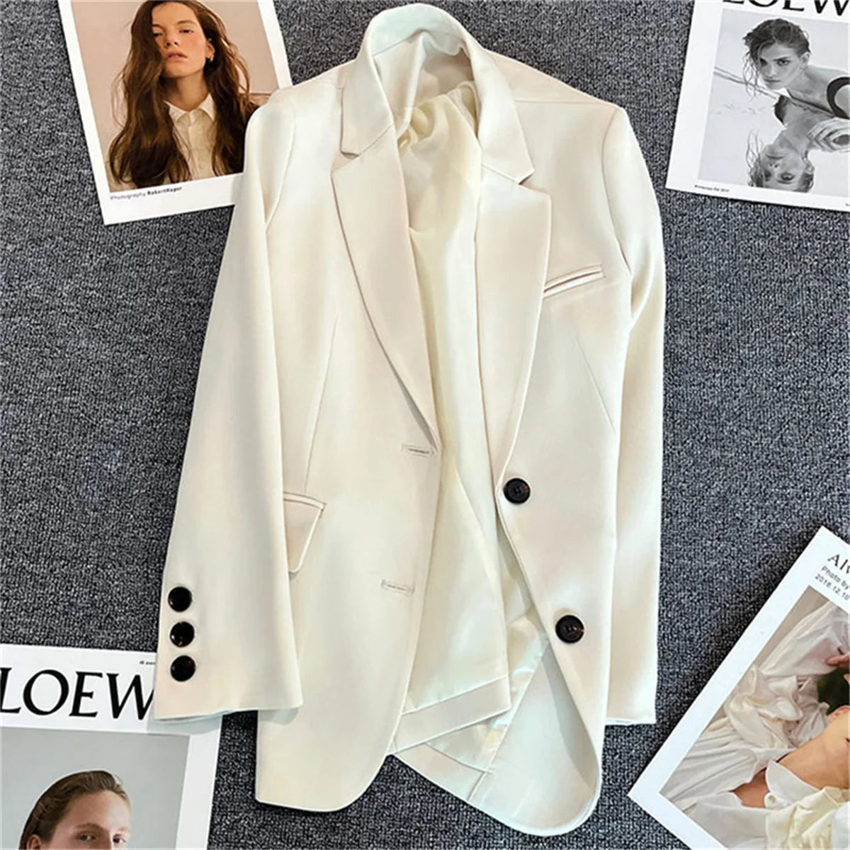 Jaqueta feminina nova na moda coreana, terno pequeno, blusa marrom, casaco, roupas soltas, retas, temperamento fino, blazer para mulheres chique